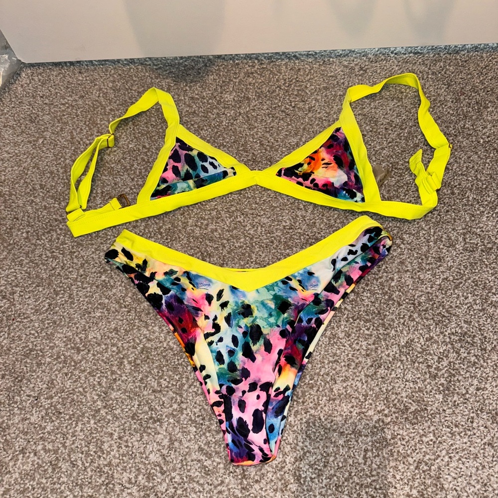 Zaful Yellow and Multicolor Bikini